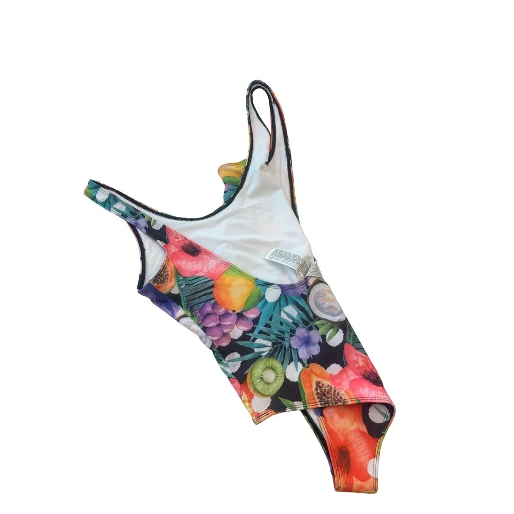 Forever 21 Tropical One Piece Swimsuit U Back Juniors Large NWOT Hygienic‎ Liner